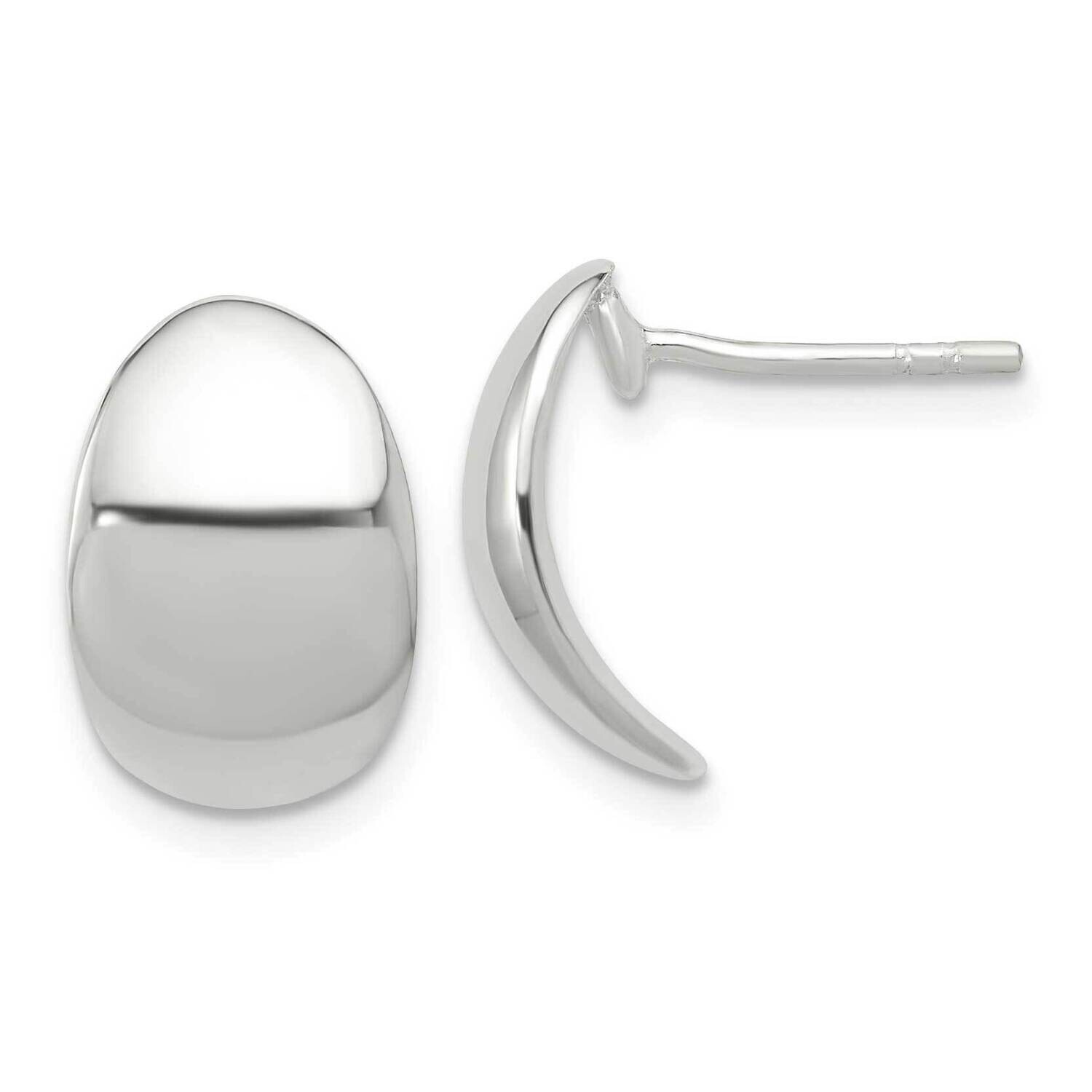 Curved C-Shape Post Earrings Sterling Silver Polished QE16977, MPN: QE16977,