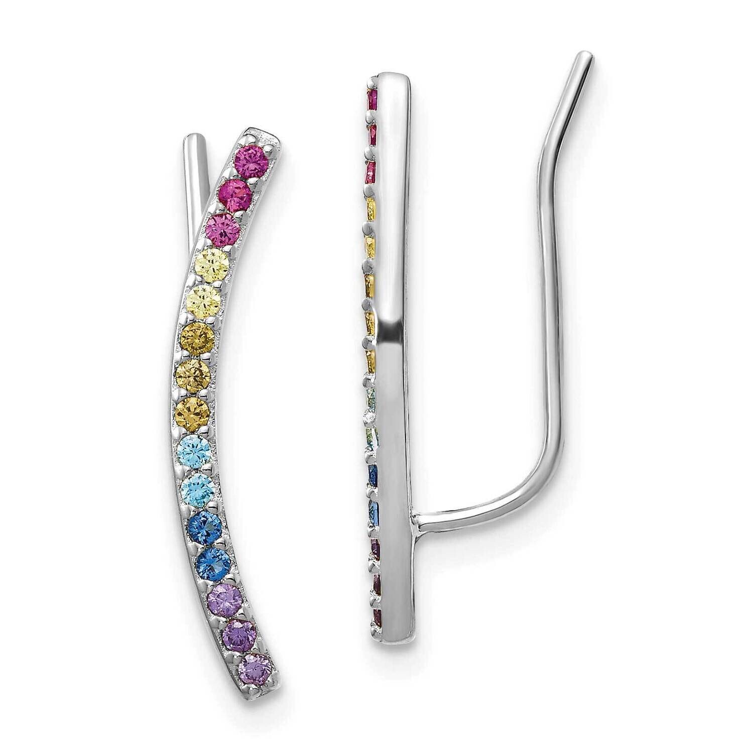 Prizma Colorful CZ Earrings Climbers Sterling Silver Rhodium-Plated QE14453, MPN: QE14453, 19110191…