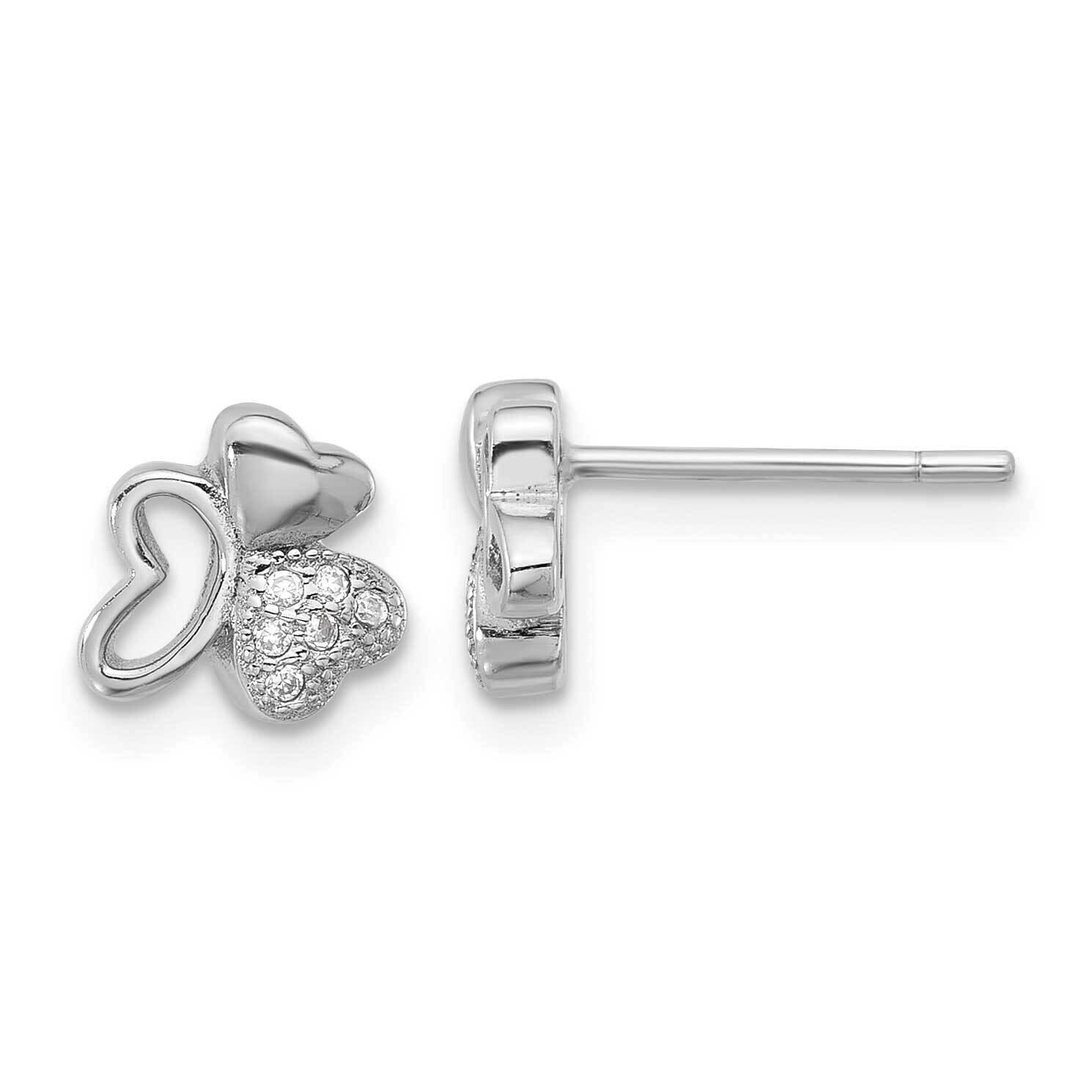 CZ Hearts Post Earrings Sterling Silver Rhodium-Plated QE17504, MPN: QE17504,