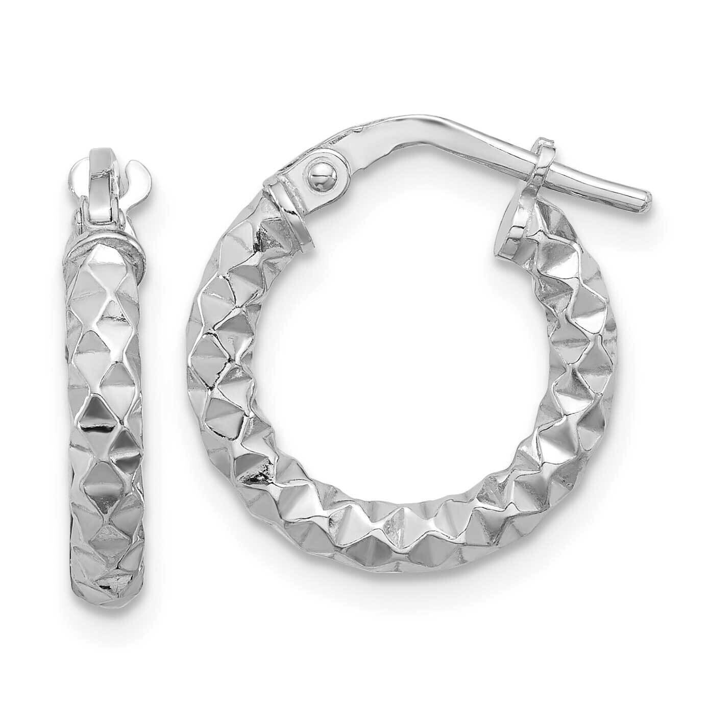 Polished Textured 2.50mm Hoop Earrings Sterling Silver Rhodium-Plated QE16778, MPN: QE16778,