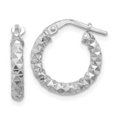 Polished Textured 2.50mm Hoop Earrings Sterling Silver Rhodium-Plated QE16778, MPN: QE16778,