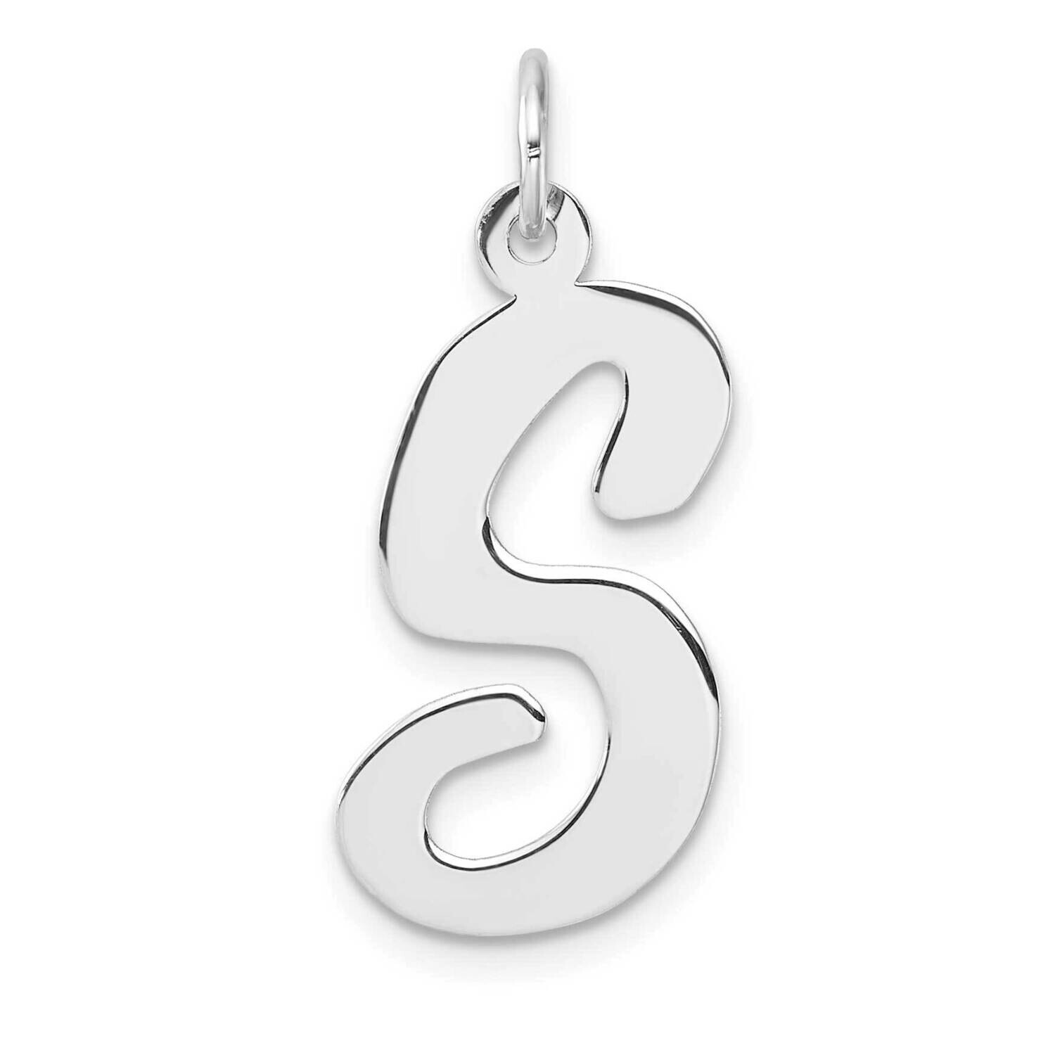 Large Script Letter S Initial Charm Sterling Silver Rhodium-Plated QC11253S, MPN: QC11253S,