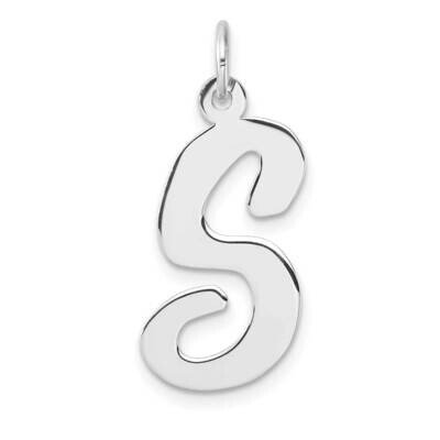 Large Script Letter S Initial Charm Sterling Silver Rhodium-Plated QC11253S, MPN: QC11253S,