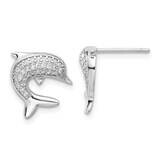 CZ Dolphin Post Earrings Sterling Silver Rhodium-Plated QE17561, MPN: QE17561,