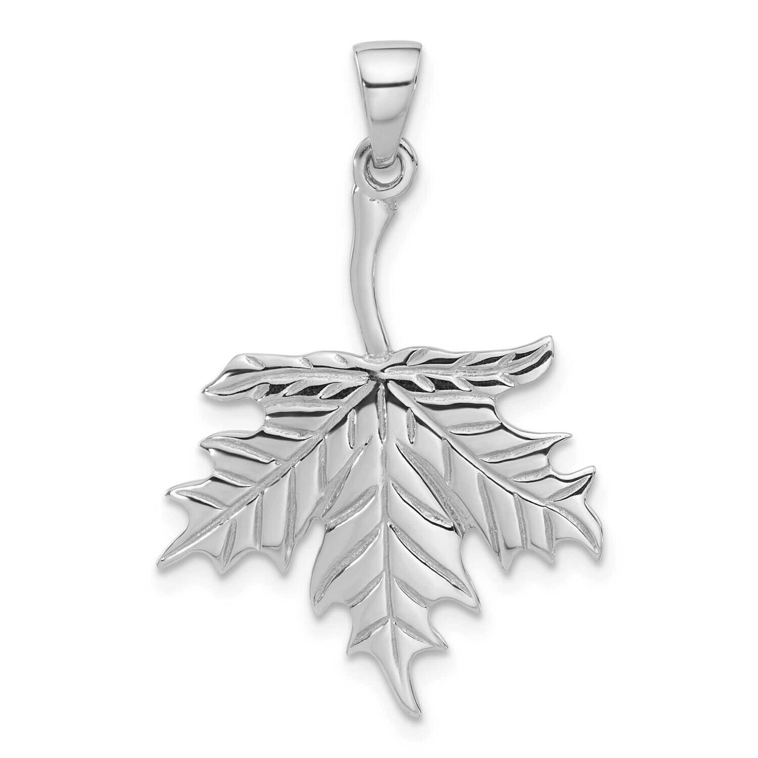 Polished Leaf Pendant Sterling Silver Rhodium-Plated QC11334 by Men&#39;s Jewelry and Accessories, MPN:…