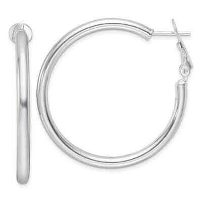 40X3.25mm Omega Back Round Hoop Earrings Sterling Silver Polished QE16948, MPN: QE16948,
