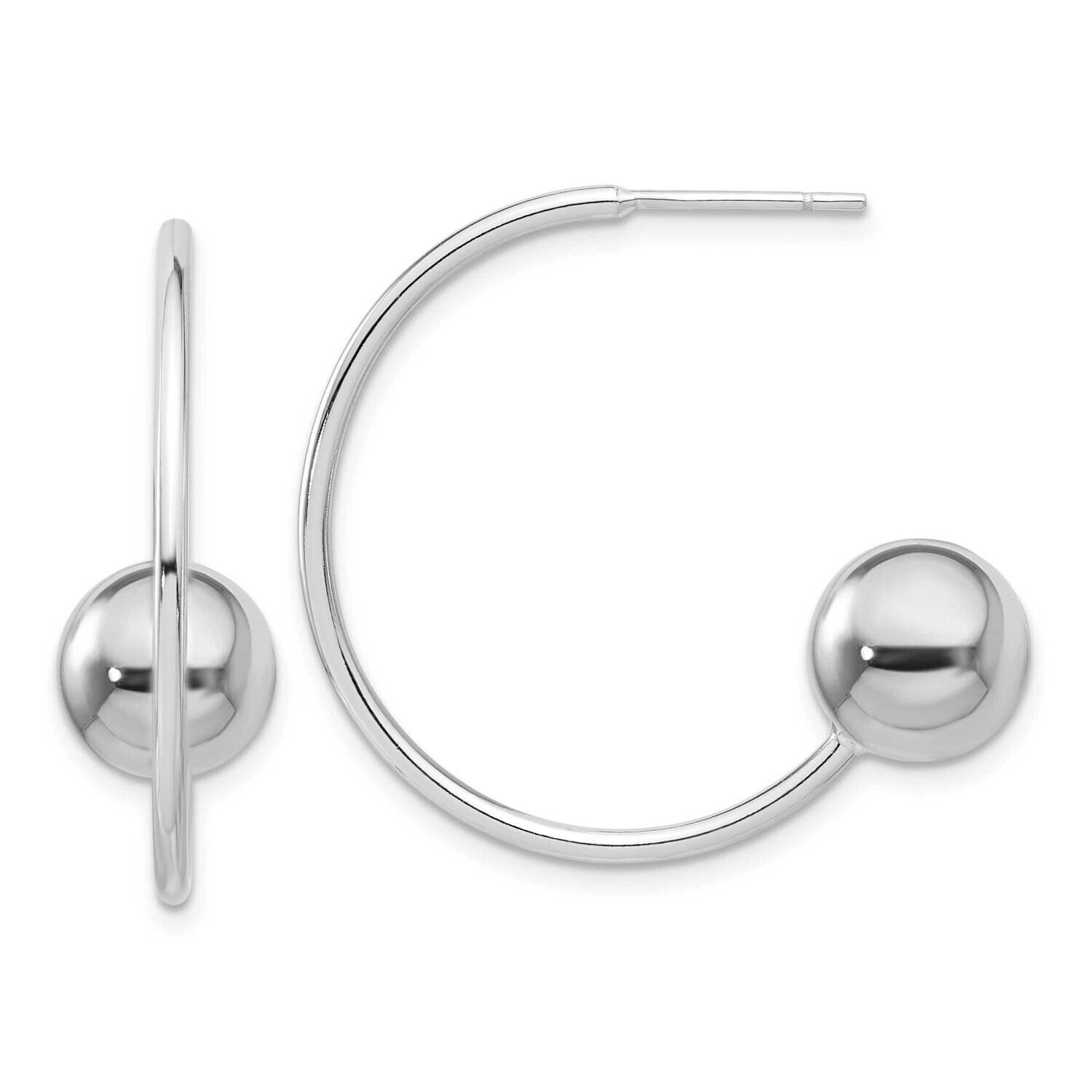 Ball Hoop Post Earrings Sterling Silver Rhodium-Plated QE17013