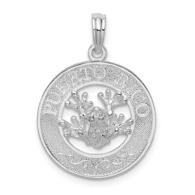 Puerto Rico Circle Frog Pendant Sterling Silver Polished QC9935, MPN: QC9935, 637218148844