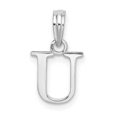 Polished Block Initial -U- Pendant Sterling Silver Rhodium-Plated QC9792U, MPN: QC9792U, 6372181822…