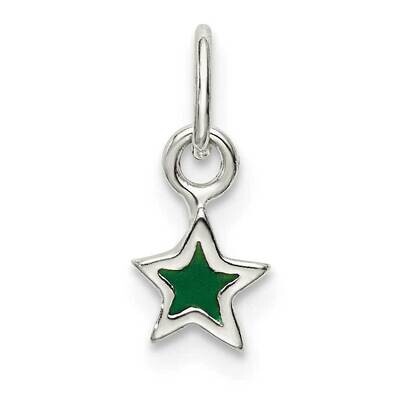 Enameled Green Star Charm Sterling Silver QC9759, MPN: QC9759,