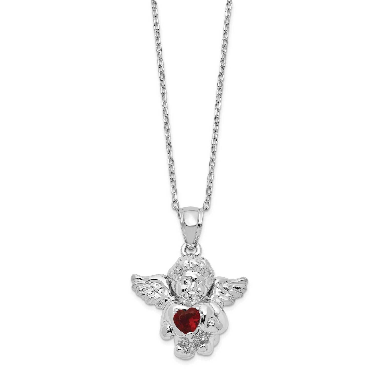 Rh-Pltd CZ Jan Birthstone Angel Ash Holder 18 Inch Necklace Sterling Silver QC9753JAN-18, MPN: QC97…