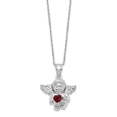 Rh-Pltd CZ Jan Birthstone Angel Ash Holder 18 Inch Necklace Sterling Silver QC9753JAN-18, MPN: QC97…