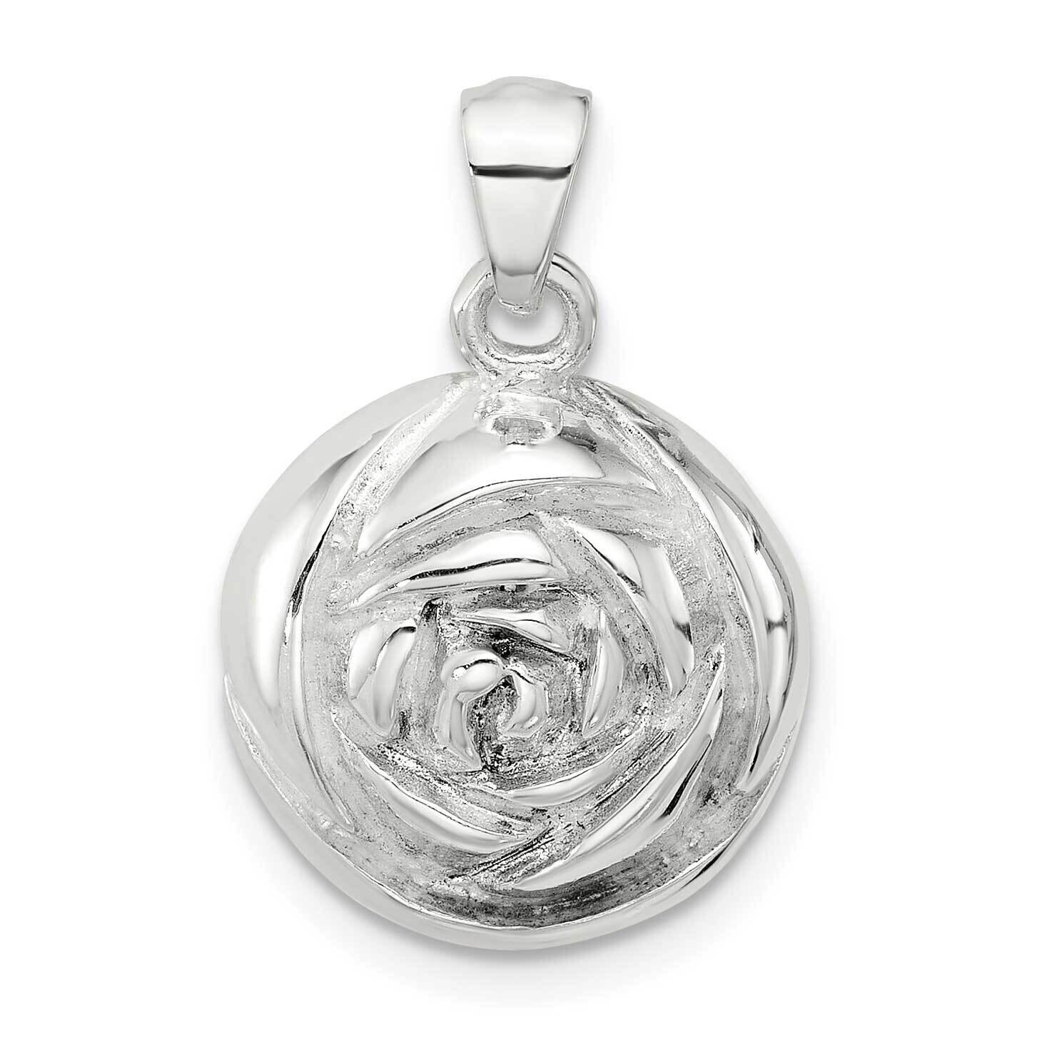 Textured Domed Flower Pendant Sterling Silver Polished QC11322, MPN: QC11322,