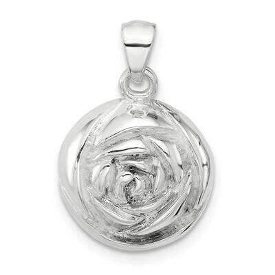 Textured Domed Flower Pendant Sterling Silver Polished QC11322, MPN: QC11322,