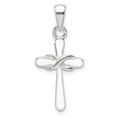 White Enamel Infinity Cross Pendant Sterling Silver Polished QC11400, MPN: QC11400,