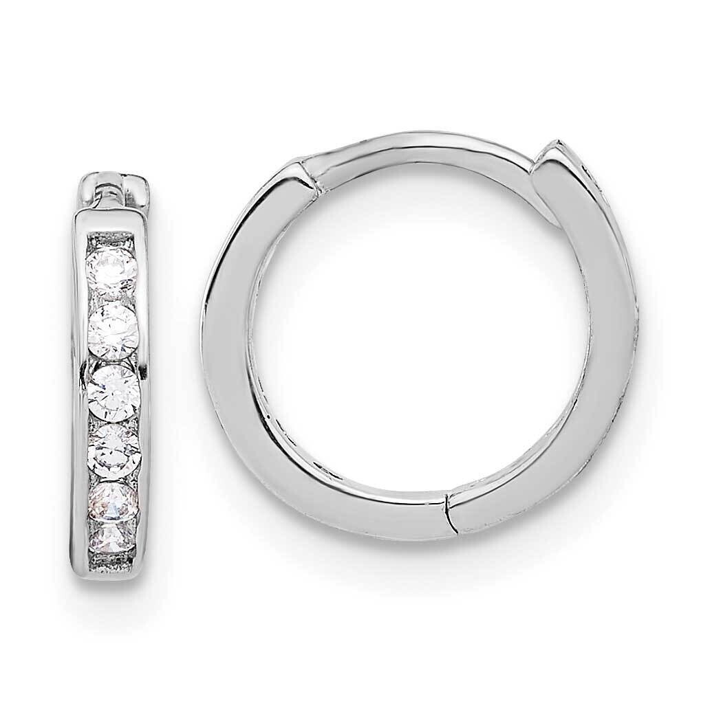 2mm CZ Hinged Hoop Earrings Sterling Silver Rhodium-Plated QE17183, MPN: QE17183,