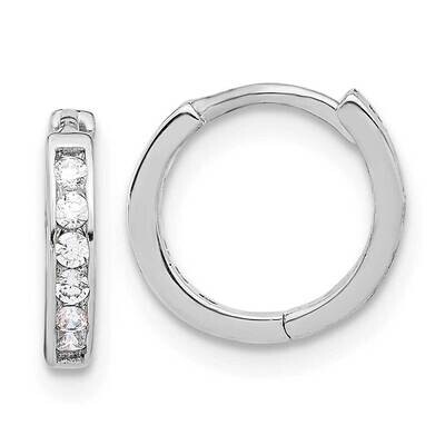 2mm CZ Hinged Hoop Earrings Sterling Silver Rhodium-Plated QE17183, MPN: QE17183,