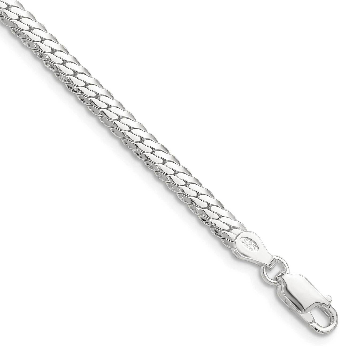 4.1mm Double Oval Flat Chain 7 Inch Sterling Silver Polished QDOF080-7, MPN: QDOF080-7,