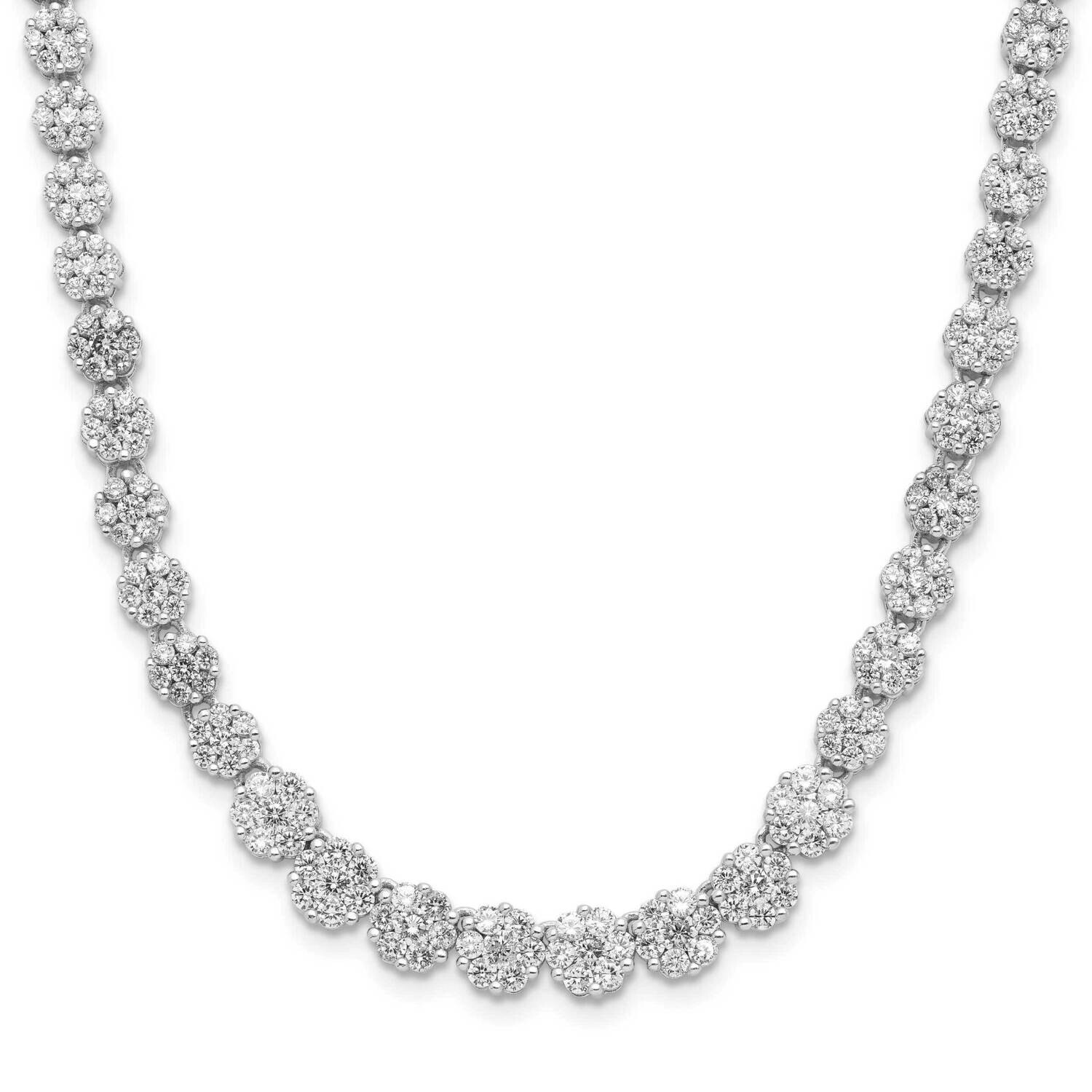 Cheryl M Fancy Graduated Brilliant-Cut CZ Cluster 18 Inch Necklace 2 Inch Extender Sterling Silver …