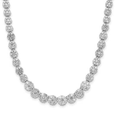 Cheryl M Fancy Graduated Brilliant-Cut CZ Cluster 18 Inch Necklace 2 Inch Extender Sterling Silver …