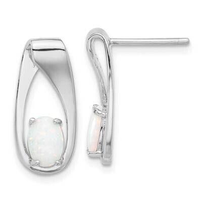 Polished Created Opal Oval Post Earrings Sterling Silver Rhodium-Plated QE17445, MPN: QE17445,