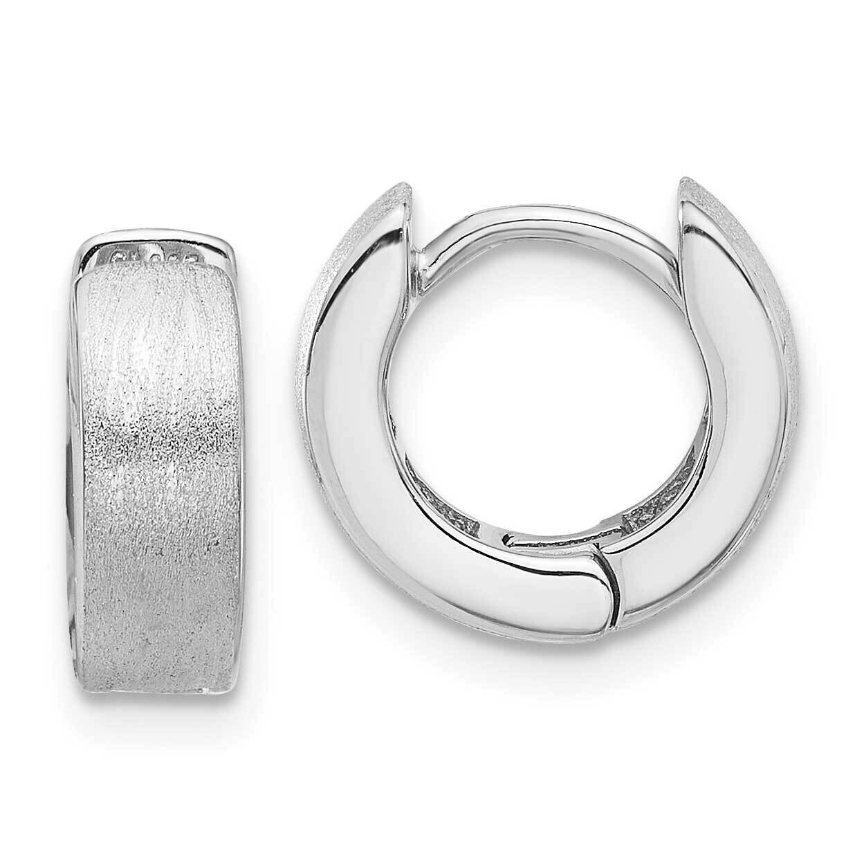 Brushed 4X13mm Hinged Hoop Earrings Sterling Silver Rhodium-Plated QE16968