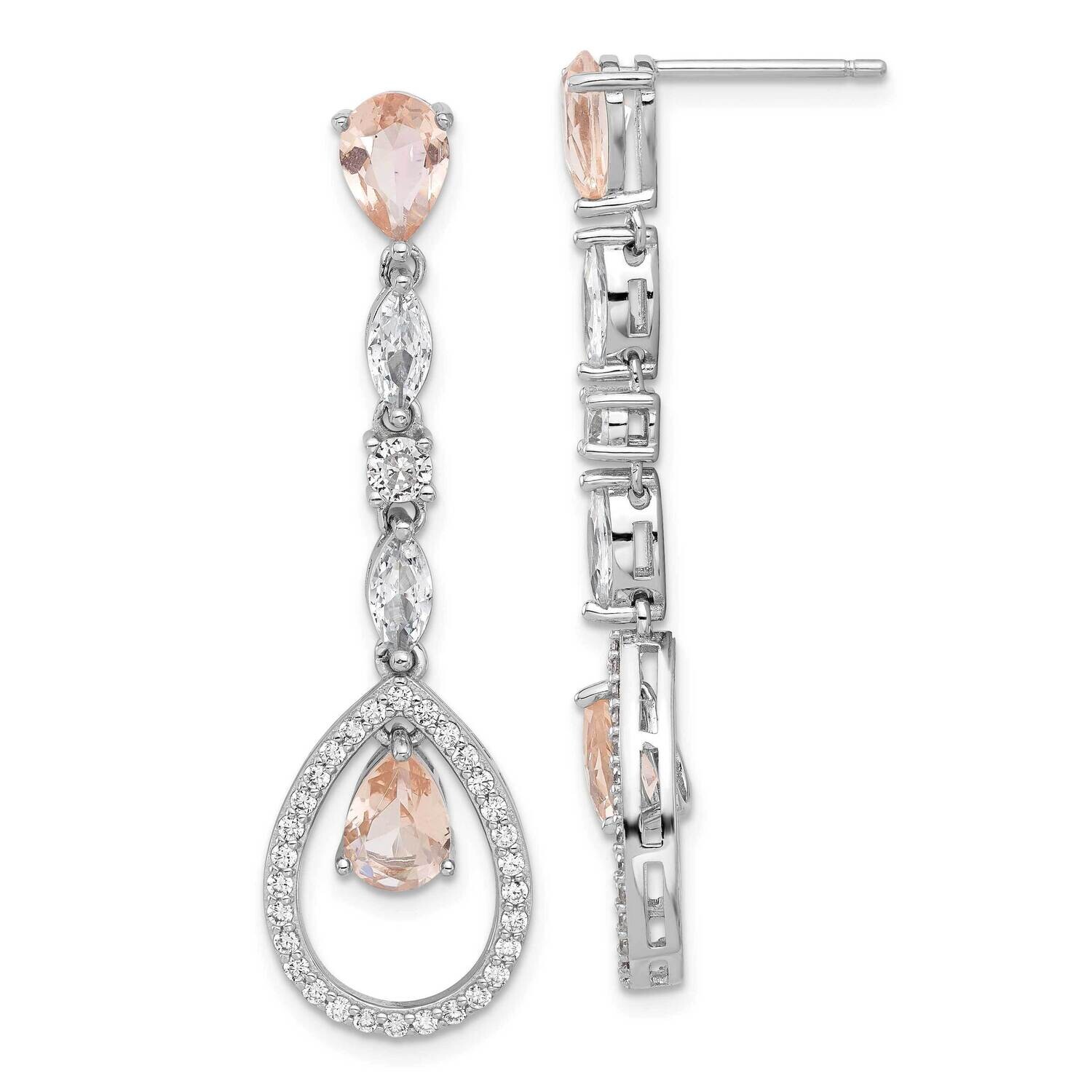 Cheryl M Fancy Brilliant-Cut Simulated Morganite/ White Marquise-Cut Brilliant-Cut CZ Teardrop Post…