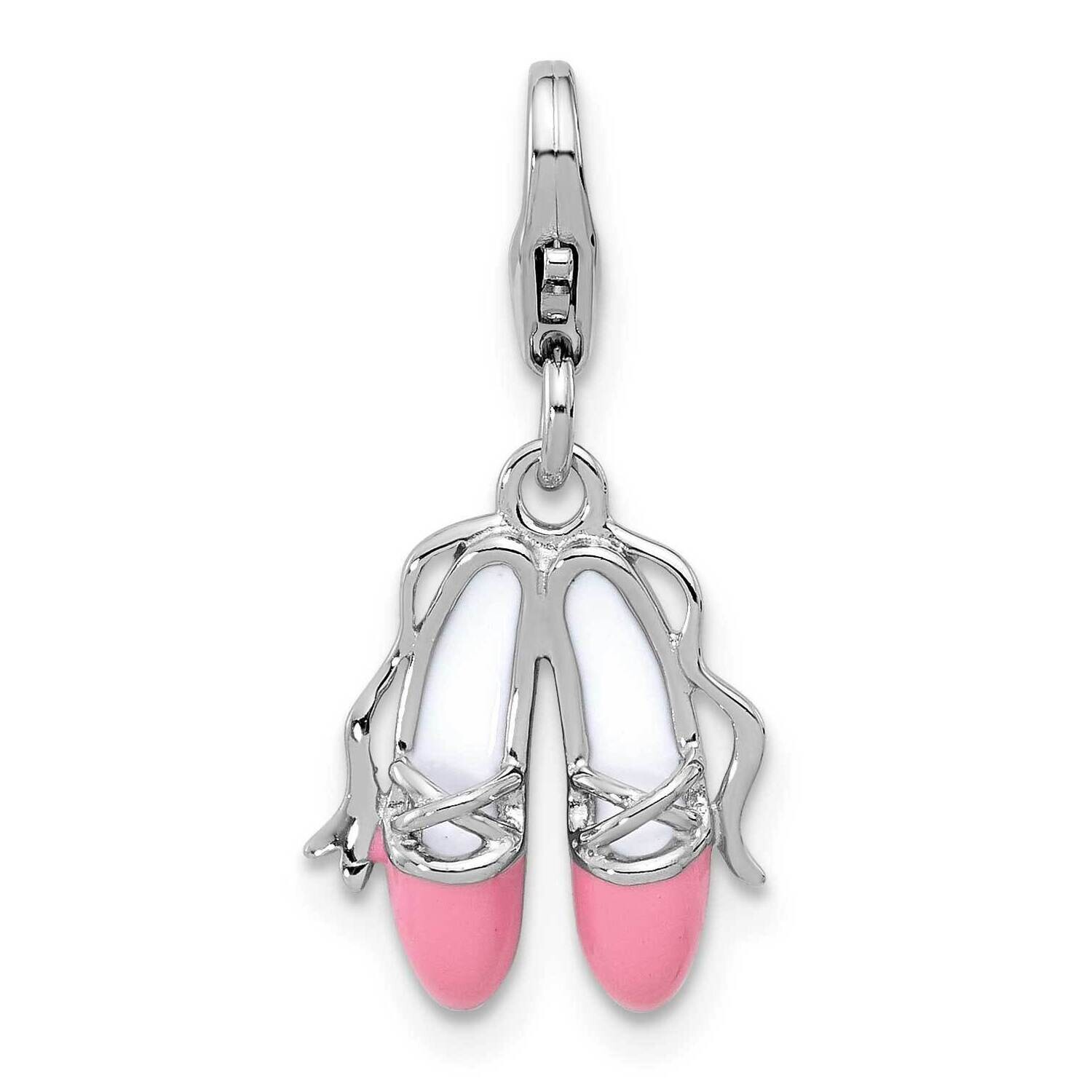 Amore La Vita Rh-Plated Enameled Ballet Shoes Charm Sterling Silver QCC1285, MPN: QCC1285,
