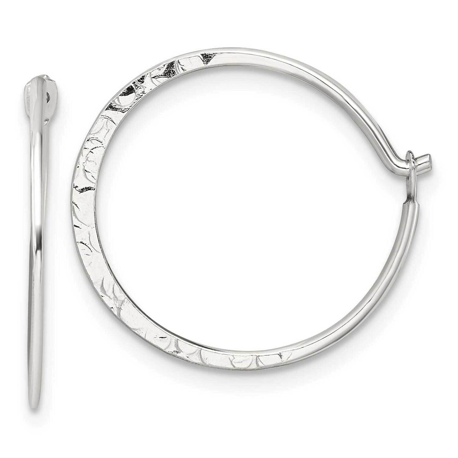 Hammered Small Round Hoop Earrings Sterling Silver Polished QE16848, MPN: QE16848,