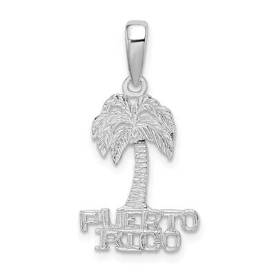 Puerto Rico Palm Tree Pendant Sterling Silver Polished QC9936, MPN: QC9936, 637218148851