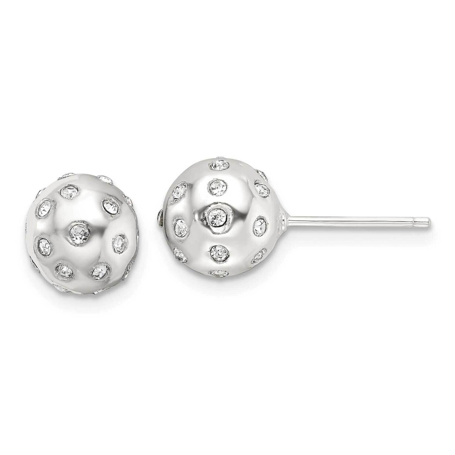 CZ 8.5mm Ball Stud Earrings Sterling Silver Polished QE17026