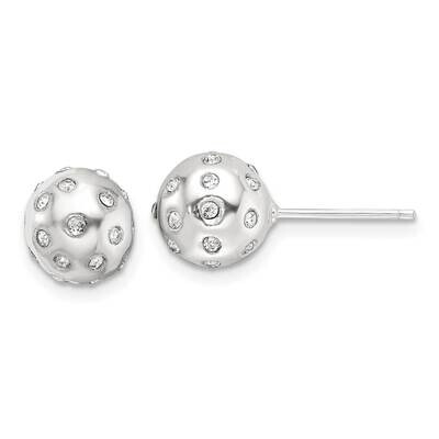 CZ 8.5mm Ball Stud Earrings Sterling Silver Polished QE17026, MPN: QE17026,