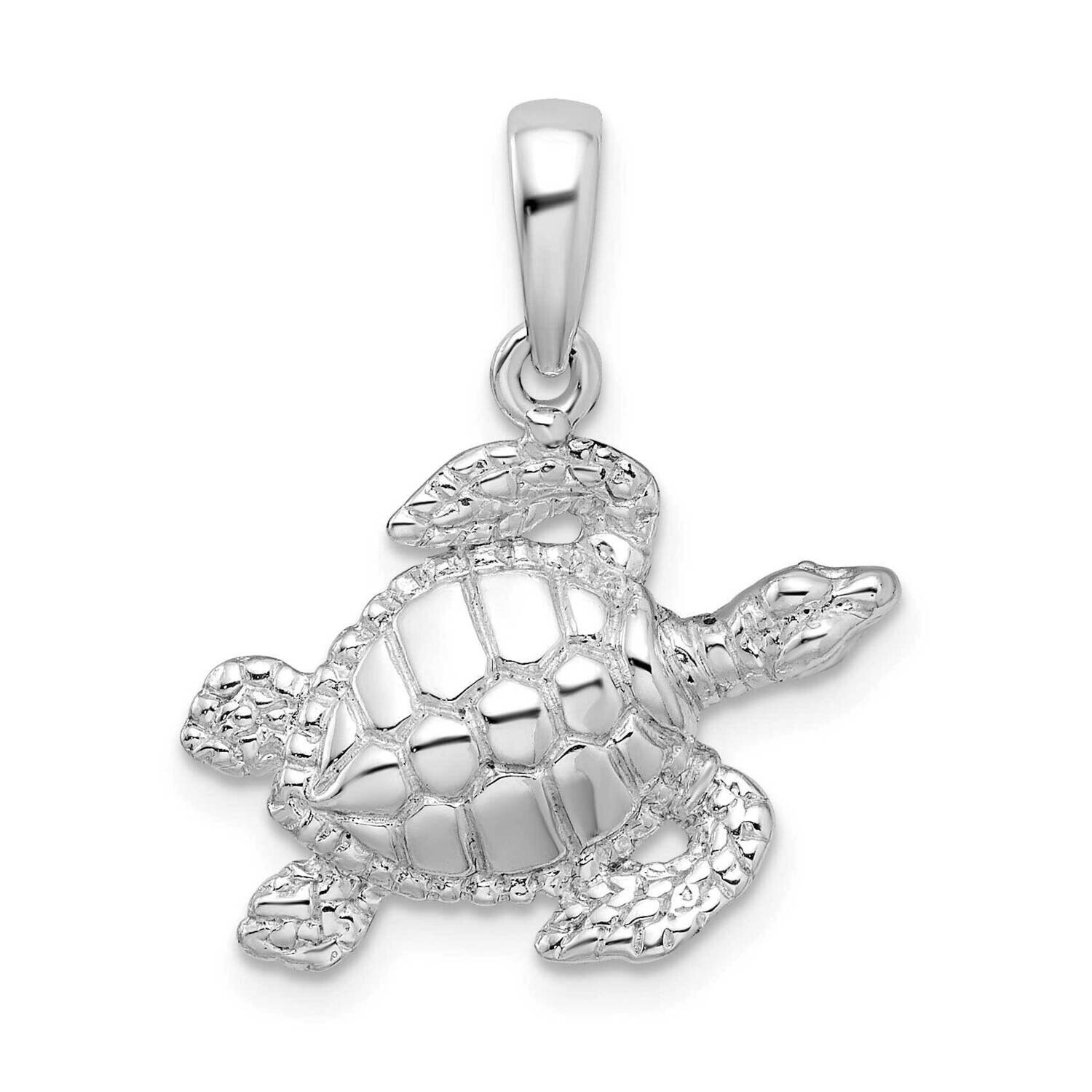 Large Sea Turtle Pendant Sterling Silver Polished QC9844, MPN: QC9844, 637218146161