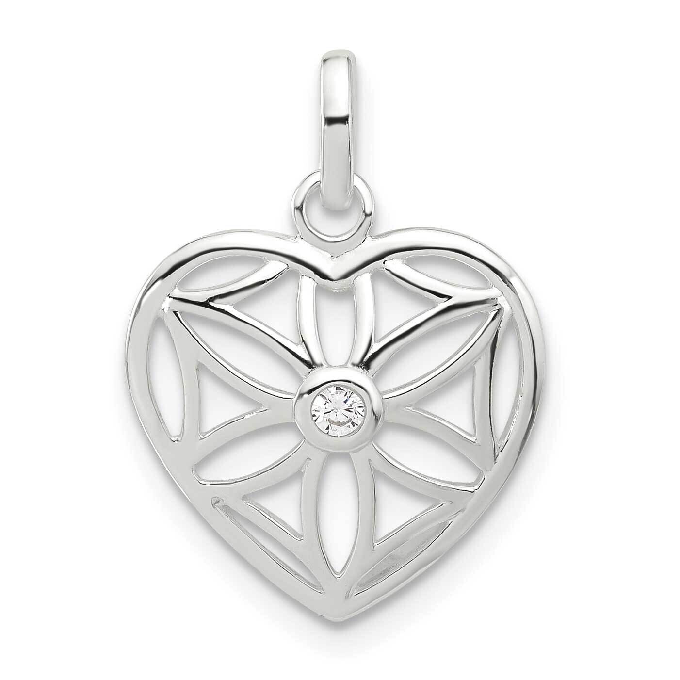 E-Coated CZ Cut Out Heart Pendant Sterling Silver QC11276, MPN: QC11276,