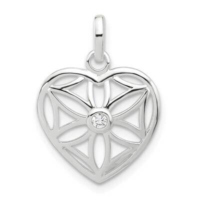 E-Coated CZ Cut Out Heart Pendant Sterling Silver QC11276, MPN: QC11276,
