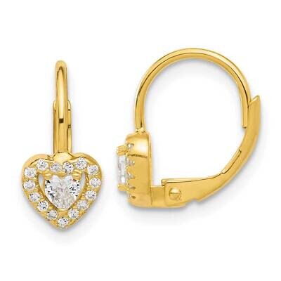 Gold-Tone CZ Heart Leverback Earrings Sterling Silver QE17515GP, MPN: QE17515GP,