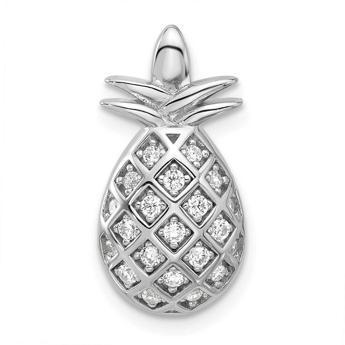 CZ Pineapple Chain Slide Pendant Sterling Silver Rhodium-Plated QC11374