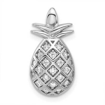 CZ Pineapple Chain Slide Pendant Sterling Silver Rhodium-Plated QC11374, MPN: QC11374,