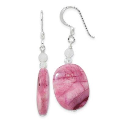 Pink Agate Pink Quartz Crystal Earrings Sterling Silver QE16658, MPN: QE16658,