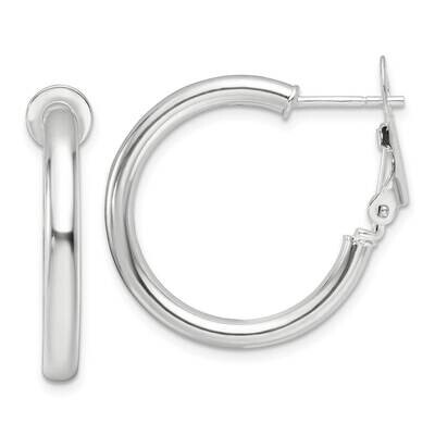 3.25mm Omega Back Round Hoop Earrings Sterling Silver Polished QE16951, MPN: QE16951,