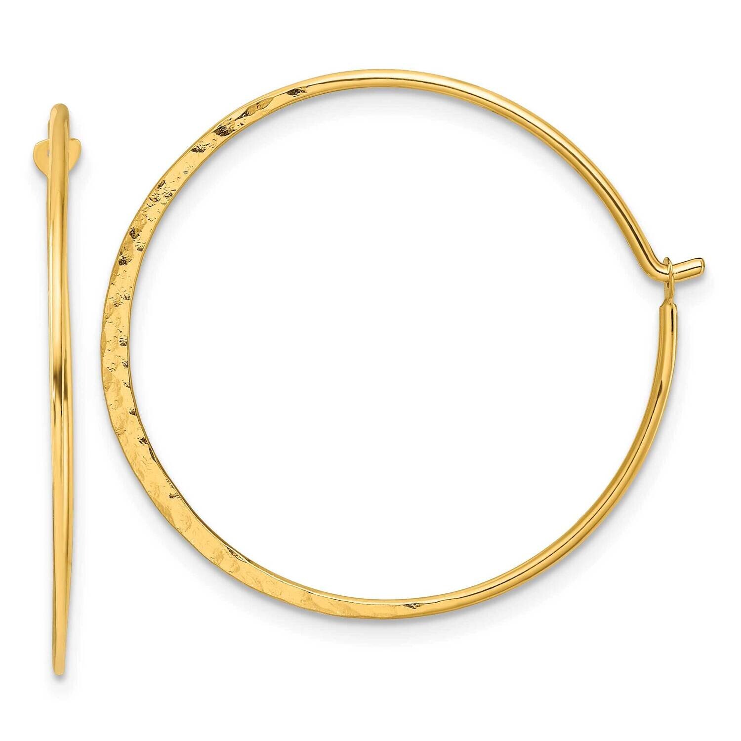 Gold-Tone Polished Hammered Hoop Earrings Sterling Silver QE16846GP, MPN: QE16846GP,