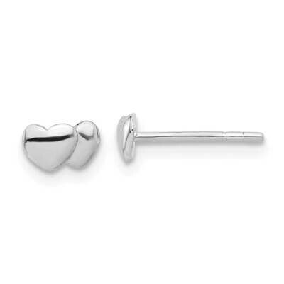 Polished Double Heart Post Earrings Sterling Silver Rhodium-Plated QE17485, MPN: QE17485,