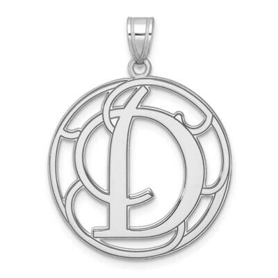 Large Fancy Script Letter D Initial Pendant Sterling Silver Rhodium-Plated QC11258D, MPN: QC11258D,