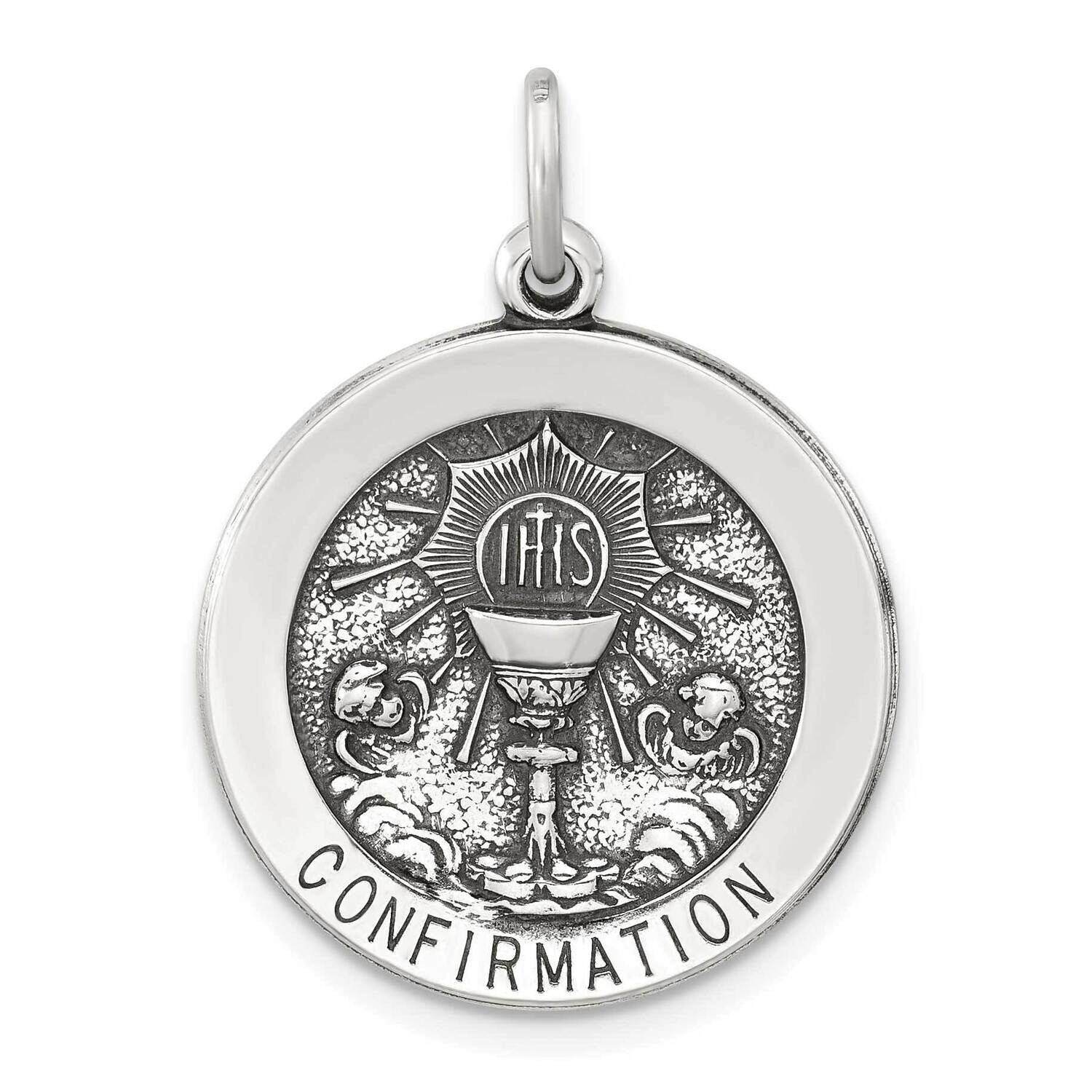 Antiqued Solid Confirmation Pendant Sterling Silver QC11477