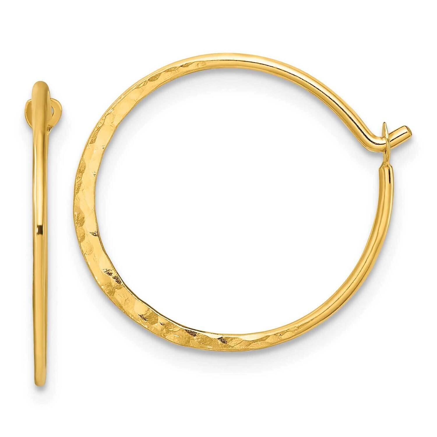 Gold-Tone Polished Hammered Hoop Earrings Sterling Silver QE16848GP, MPN: QE16848GP,