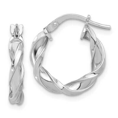 Polished Twisted Hoop Earrings Sterling Silver Rhodium-Plated QE16818, MPN: QE16818,
