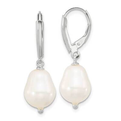 Teardrop Fwc Pearl Leverback Dangle Earrings Sterling Silver Polished QE17243, MPN: QE17243,