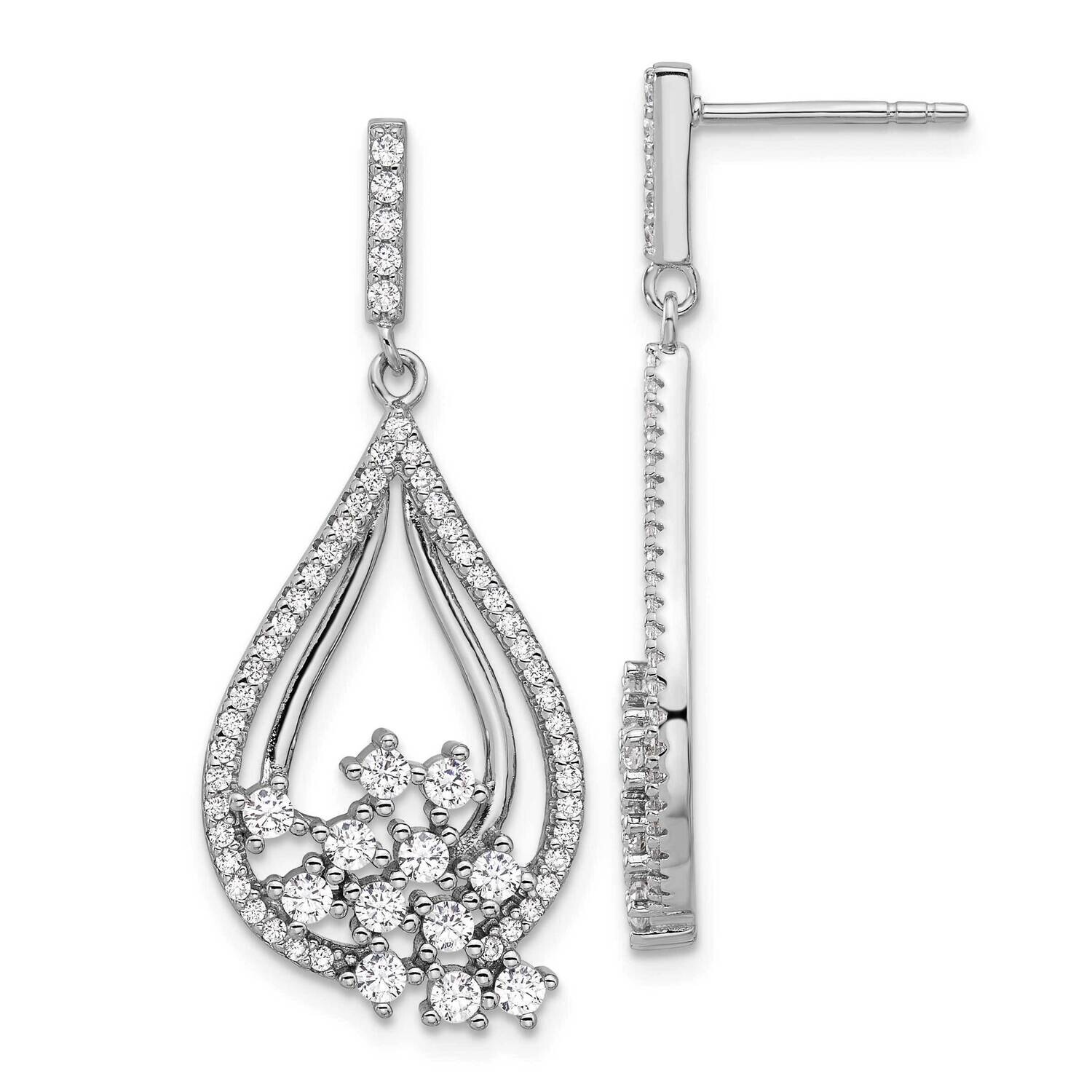 Fancy CZ Dangle Earrings Sterling Silver Rhodium-Plated QE16751, MPN: QE16751,