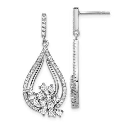 Fancy CZ Dangle Earrings Sterling Silver Rhodium-Plated QE16751, MPN: QE16751,