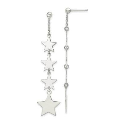 Mulitple Stars Drop Dangle Post Earrings Sterling Silver Polished QE14473, MPN: QE14473, 1911019221…